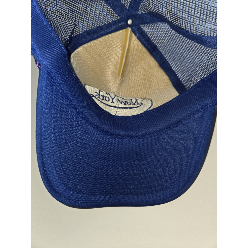 Vintage New York Mesh Trucker Hat Snapback Cap Nissin White Blue EUC - Picture 6 of 11